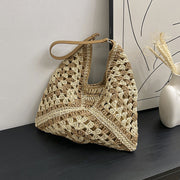 CELINE - Straw & Vegan Leather Tote Bag