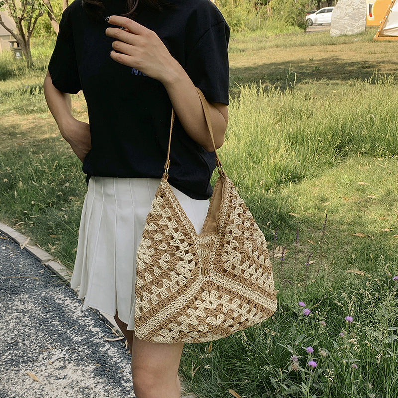 CELINE - Straw & Vegan Leather Tote Bag