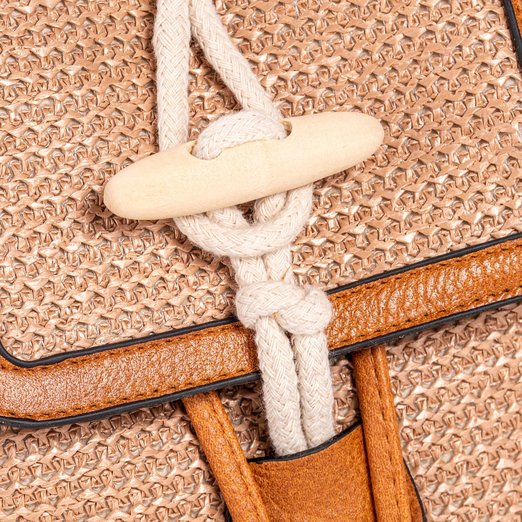 SOFIA - Straw & Vegan Leather Backpack