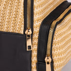 CELIA - Straw & Vegan Leather Backpack