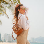 SOFIA - Straw & Vegan Leather Backpack