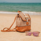 SOFIA - Straw & Vegan Leather Backpack