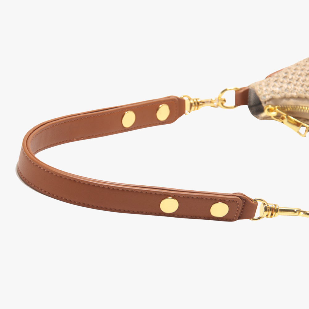 LEYLA - Raffia & Vegan Leather Shoulder Bag