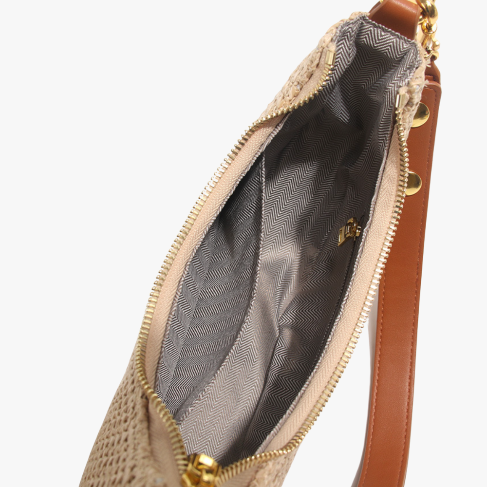 LEYLA - Raffia & Vegan Leather Shoulder Bag