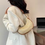 LEYLA - Raffia & Vegan Leather Shoulder Bag