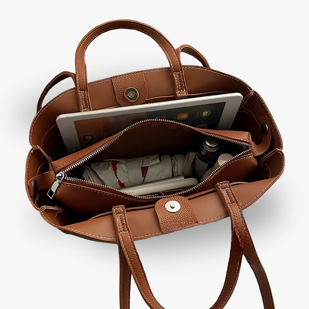JULIA - Grained Vegan Leather Tote Bag