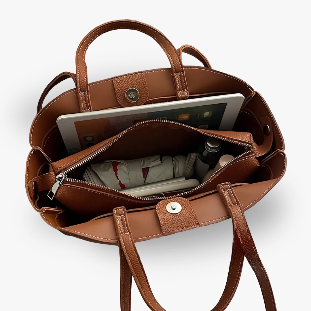 JULIA - Grained Vegan Leather Tote Bag