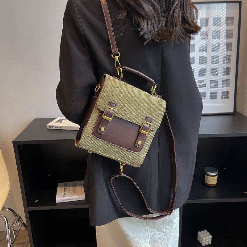 LARA - Corduroy & Vegan Leather Backpack