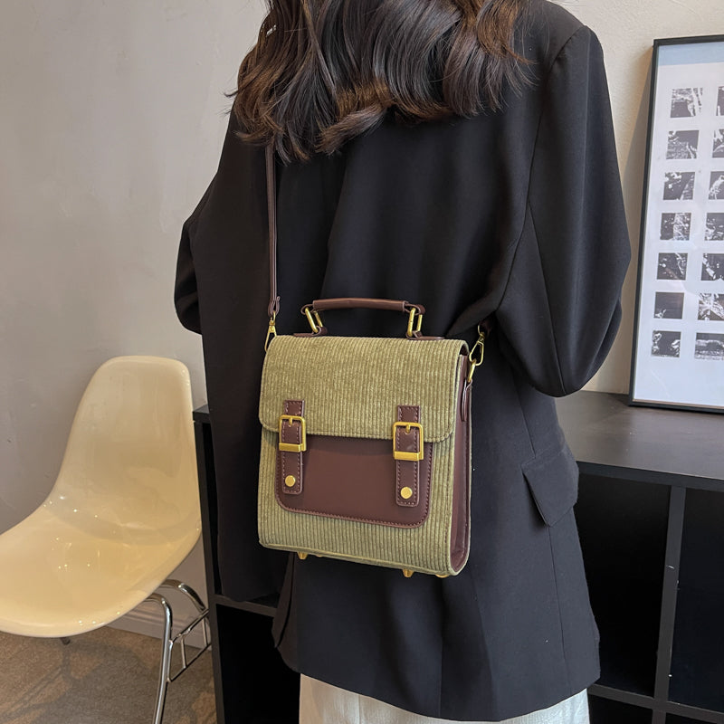LARA - Corduroy & Vegan Leather Backpack