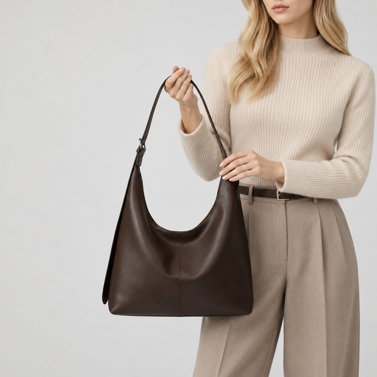 IRIS - Grained Vegan Leather Hobo Bag