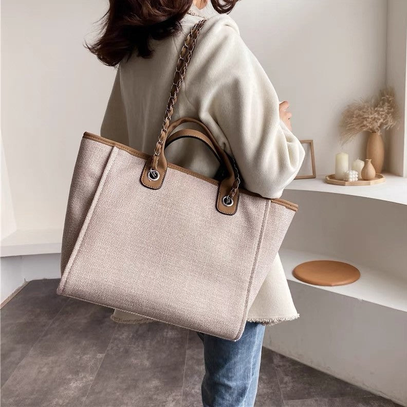 KATE - Canvas & Vegan Leather Tote Bag