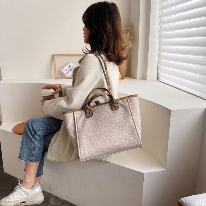 KATE - Canvas & Vegan Leather Tote Bag