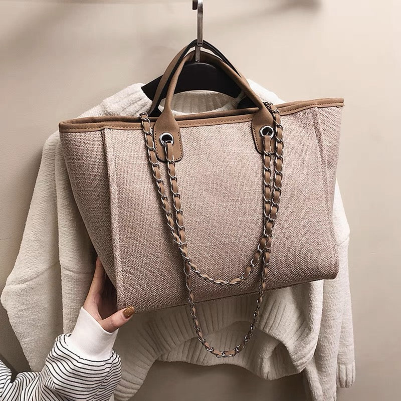 KATE - Canvas & Vegan Leather Tote Bag