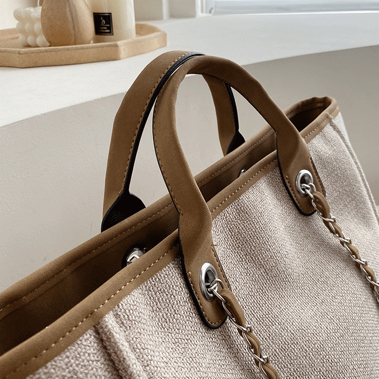 KATE - Canvas & Vegan Leather Tote Bag