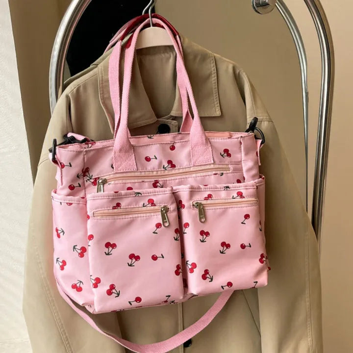 PRIYA - Cherry Print Canvas Shoulder Bag