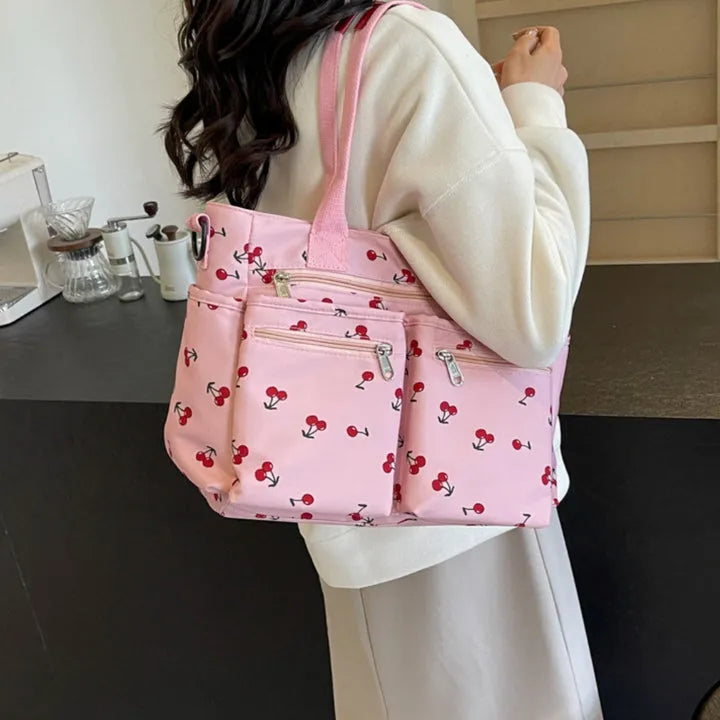 PRIYA - Cherry Print Canvas Shoulder Bag