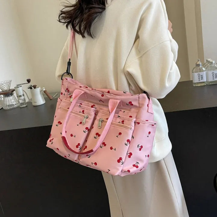 PRIYA - Cherry Print Canvas Shoulder Bag