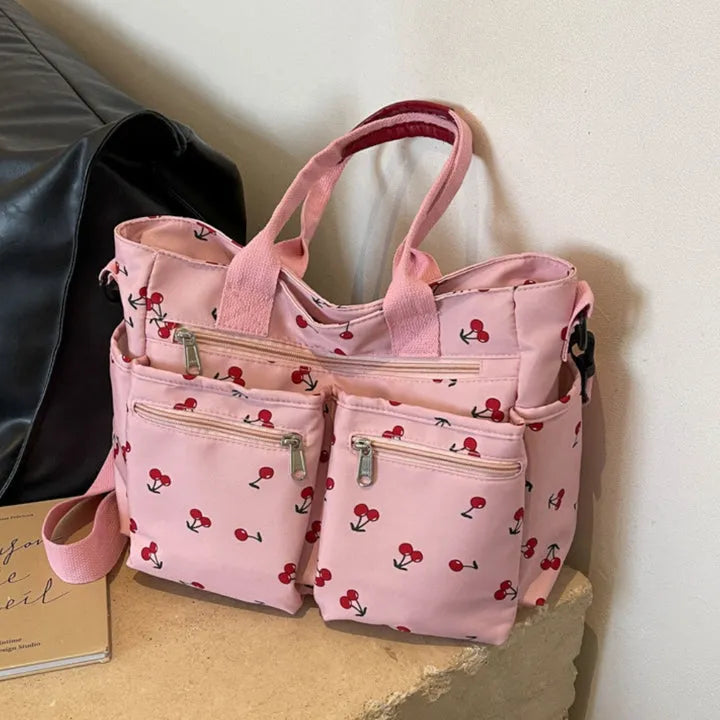 PRIYA - Cherry Print Canvas Shoulder Bag