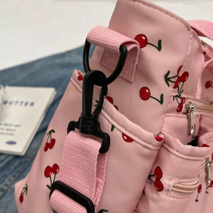 PRIYA - Cherry Print Canvas Shoulder Bag