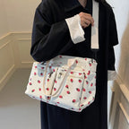 AISHA - Strawberry Print Corduroy Shoulder Bag