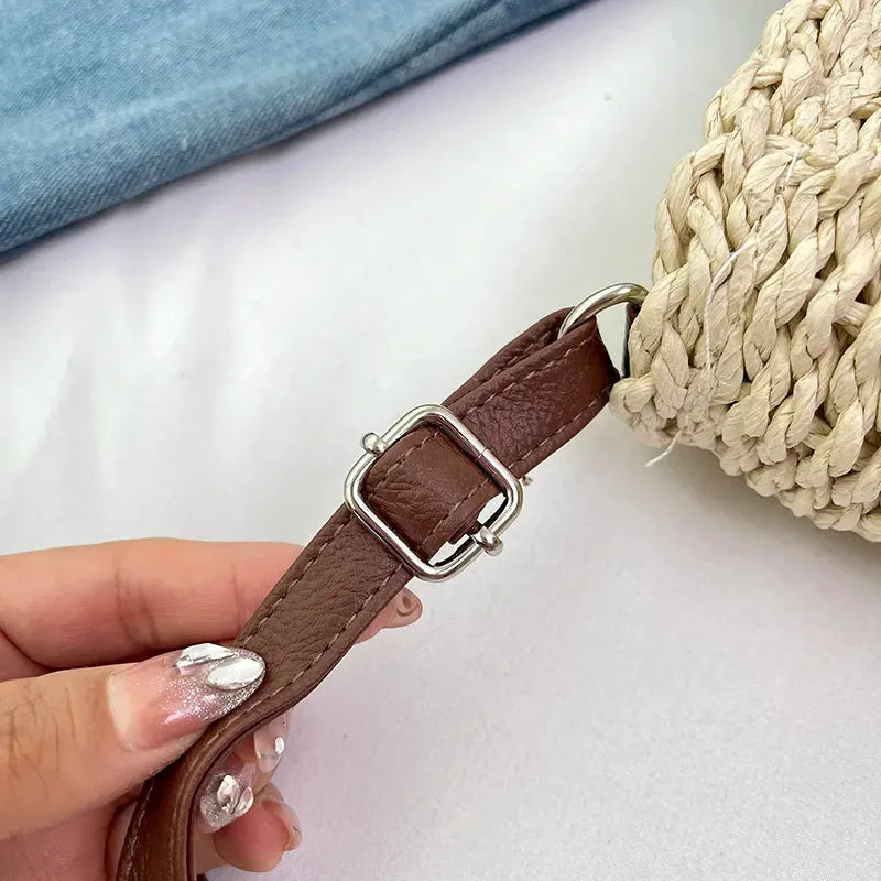 SAMIRA - Rattan & Vegan Leather Shoulder Bag