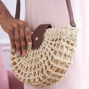 SAMIRA - Rattan & Vegan Leather Shoulder Bag