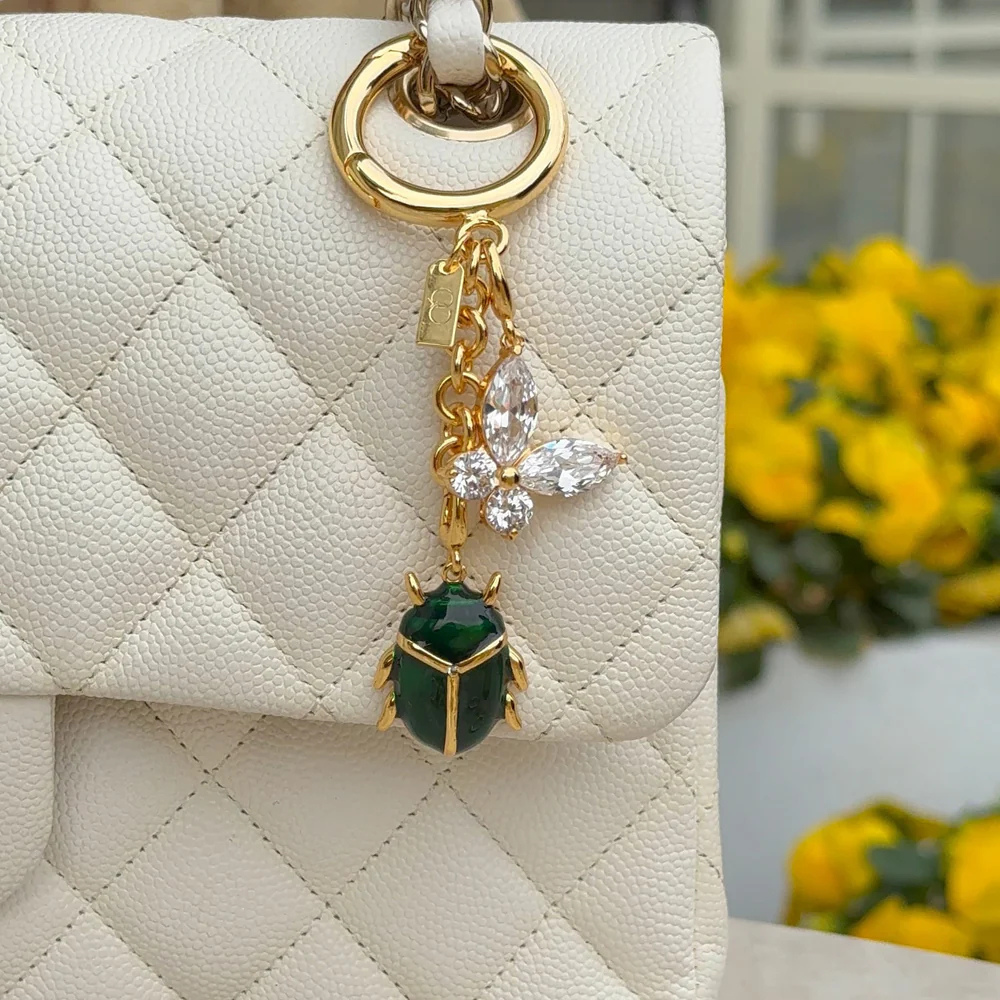 SCARAB - Enamel & Gold-Plated Bag Charm