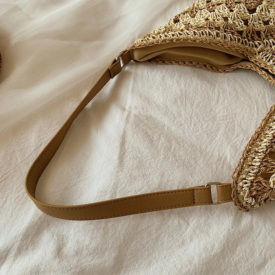 CELINE - Straw & Vegan Leather Tote Bag