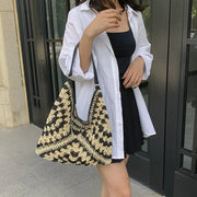 CELINE - Straw & Vegan Leather Tote Bag