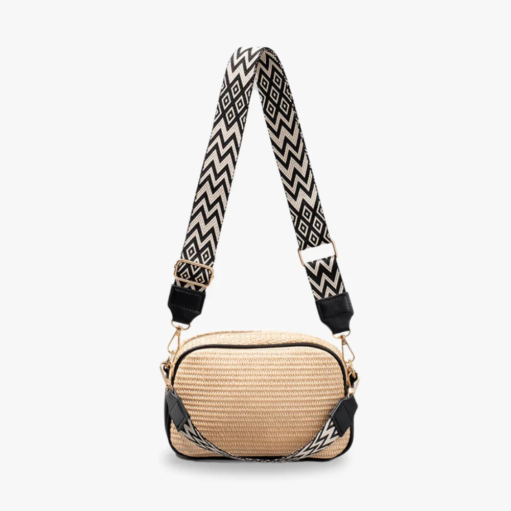 AMARA - Straw & Vegan Leather Crossbody Bag