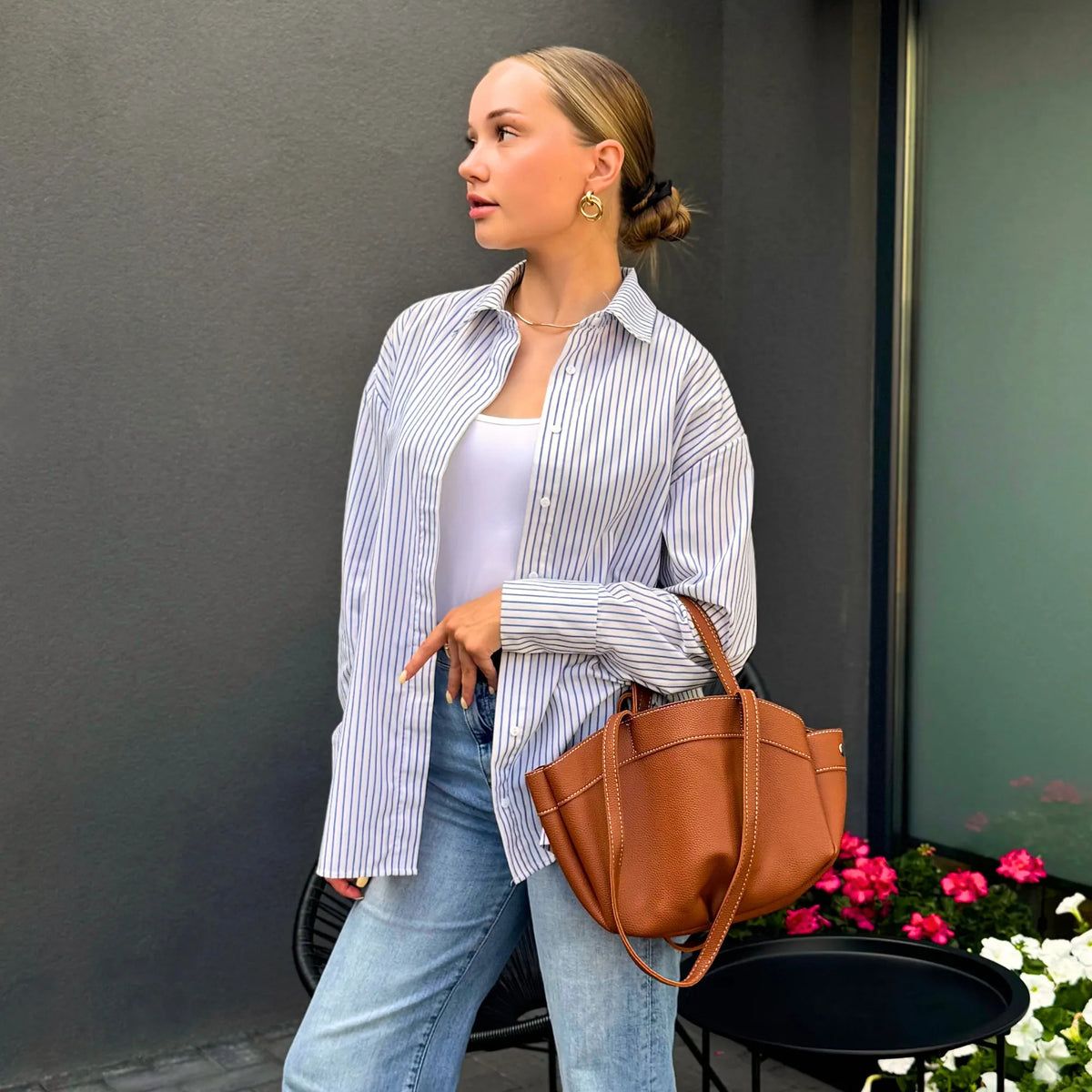 JULIA - Grained Vegan Leather Tote Bag