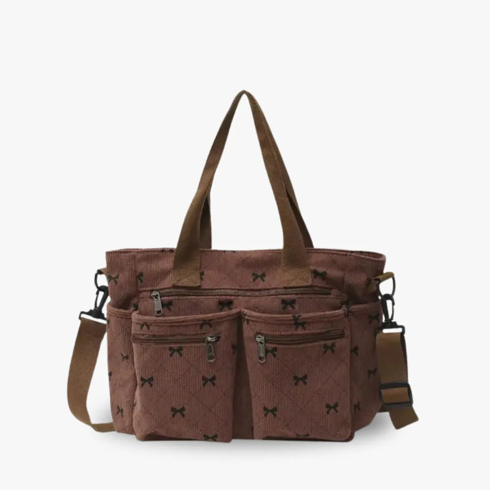 ANISA - Ribbon Corduroy Shoulder Bag
