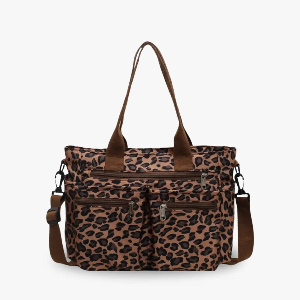 KIRA - Animal Print Canvas Shoulder Bag