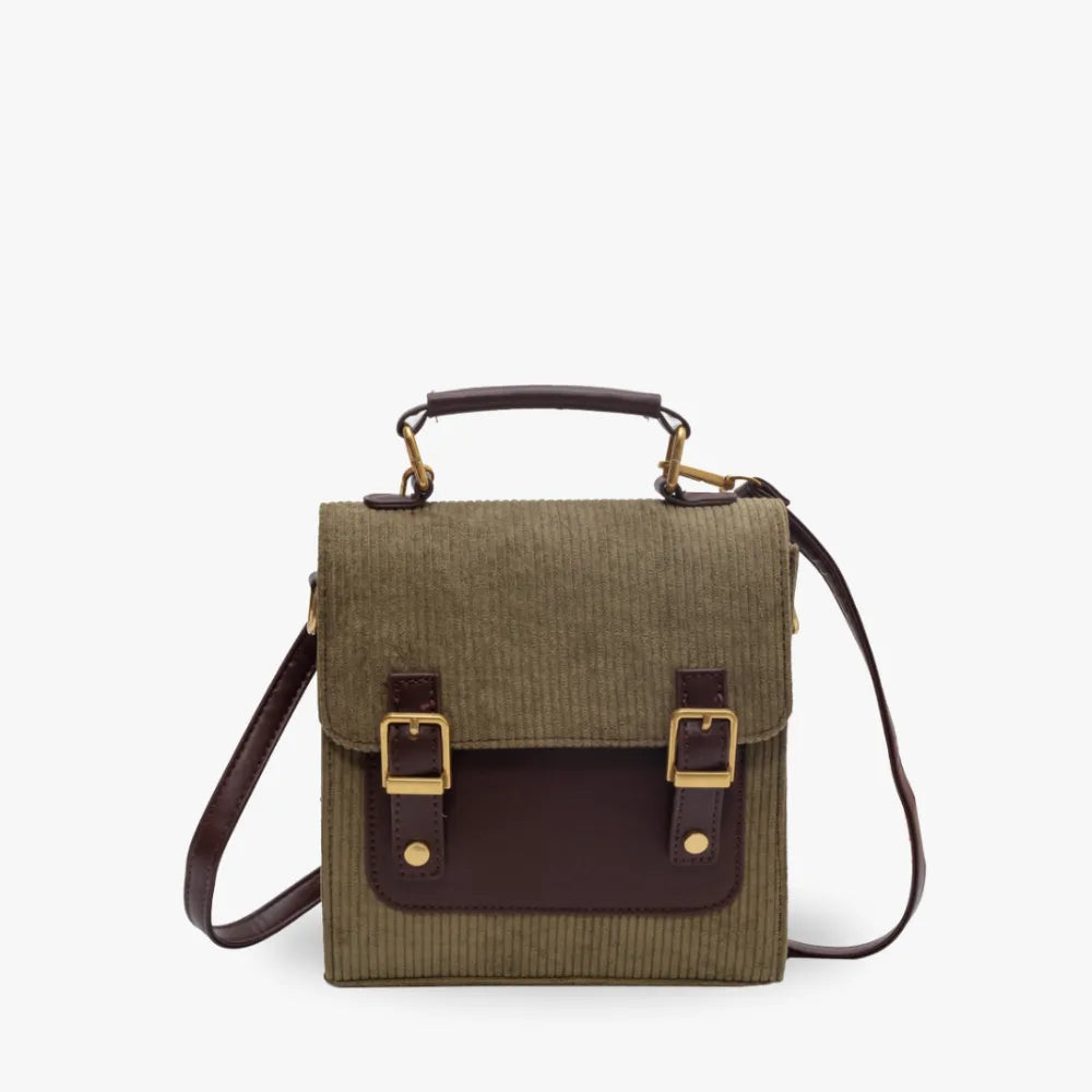 LARA - Corduroy & Vegan Leather Backpack