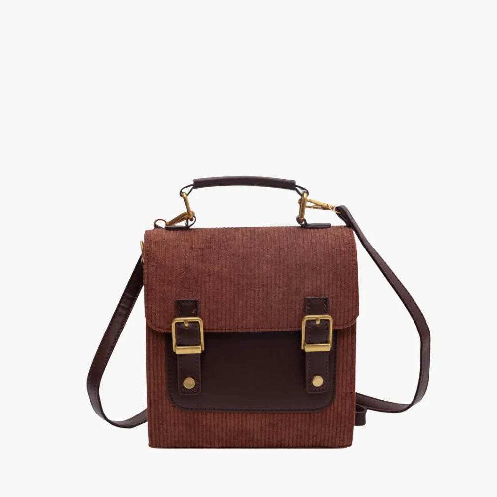 LARA - Corduroy & Vegan Leather Backpack
