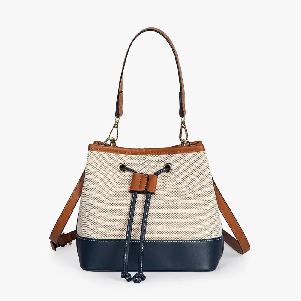 NURIA - Canvas & Vegan Leather Bucket Bag
