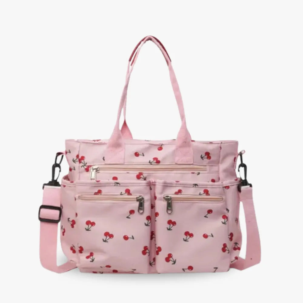 PRIYA - Cherry Print Canvas Shoulder Bag