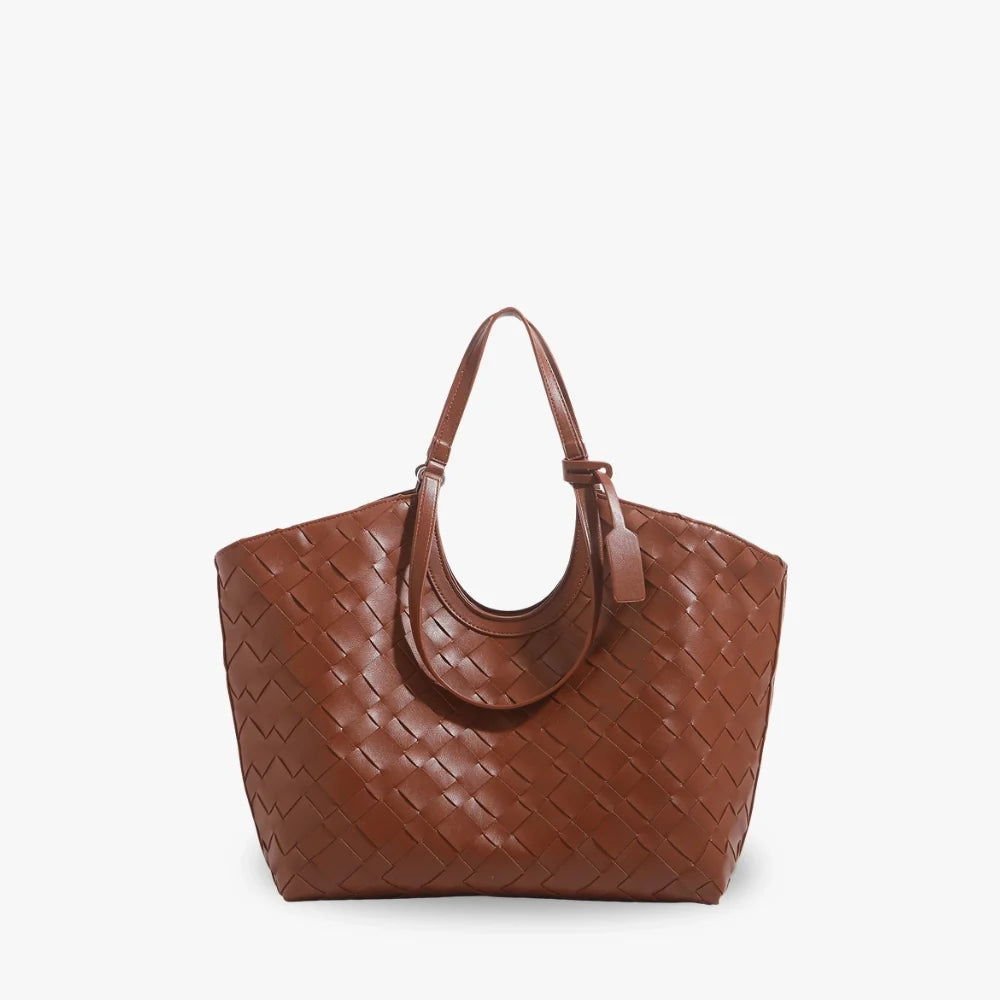 LEAH - Woven Vegan Leather Tote Bag