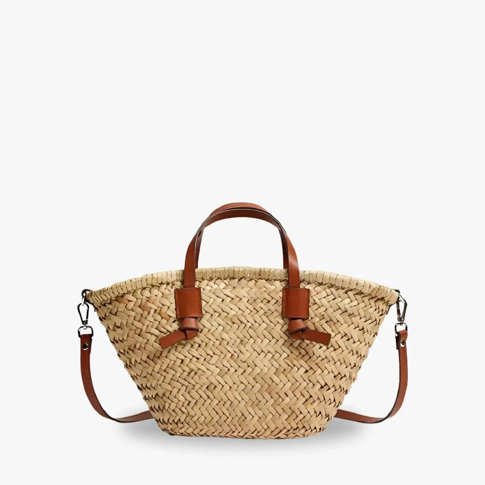 LILA - Straw & Vegan Leather Tote Bag