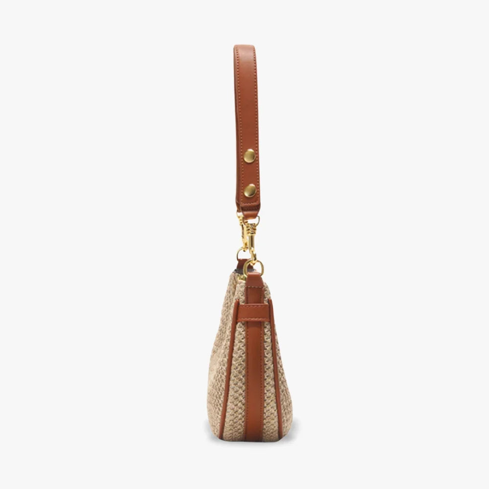 LEYLA - Raffia & Vegan Leather Shoulder Bag