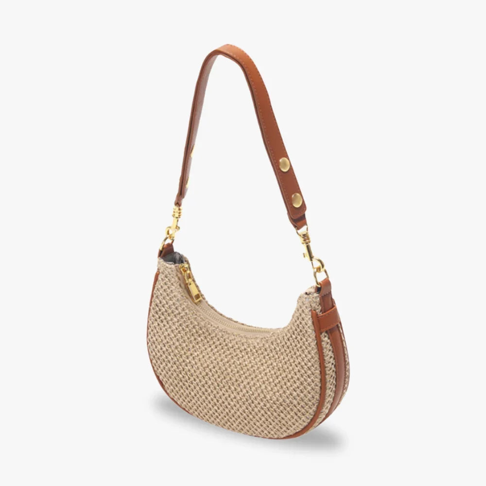 LEYLA - Raffia & Vegan Leather Shoulder Bag