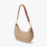 LEYLA - Raffia & Vegan Leather Shoulder Bag
