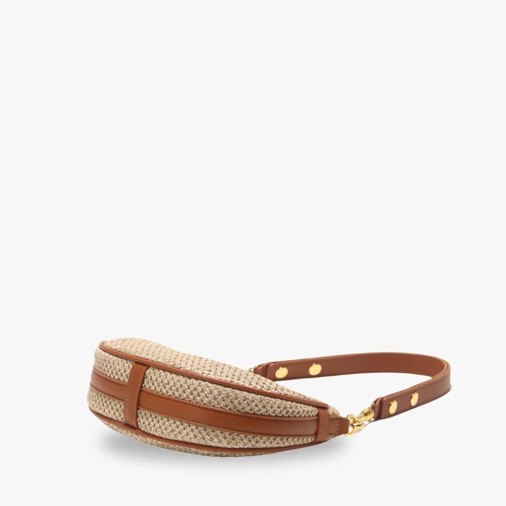 LEYLA - Raffia & Vegan Leather Shoulder Bag