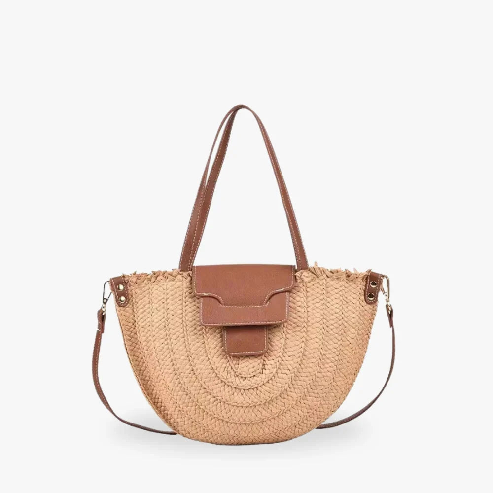 MARIE - Straw & Vegan Leather Tote Bag
