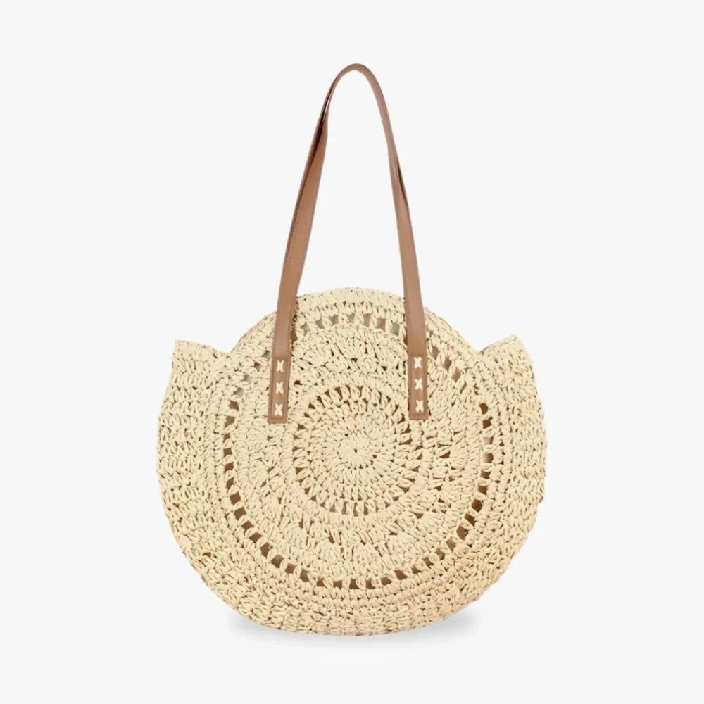 ROSE - Straw & Vegan Leather Tote Bag