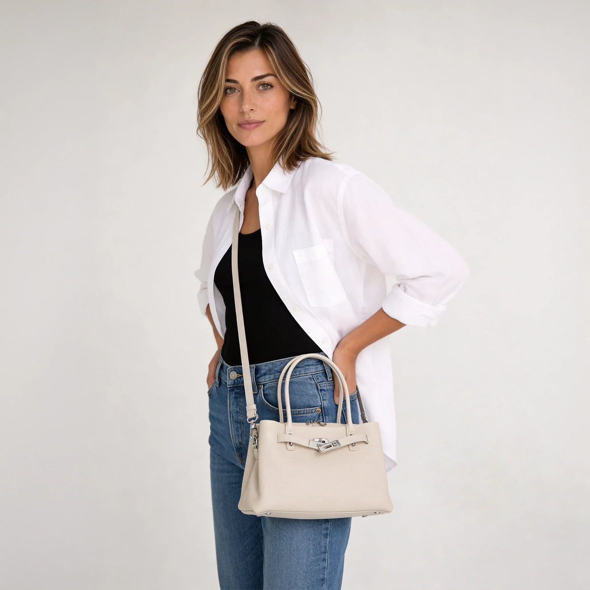 ADELE - Grained Leather Handbag