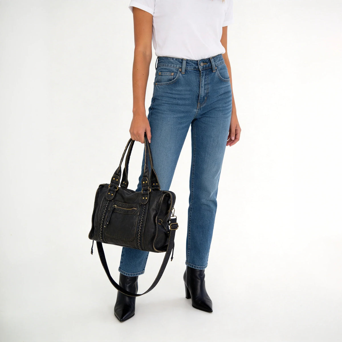 CLARA - Grained Vegan Leather Crossbody Bag