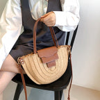 MARIE - Straw & Vegan Leather Tote Bag