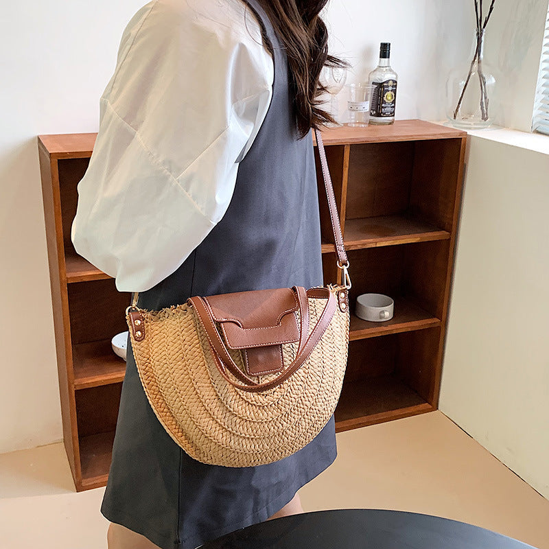 MARIE - Straw & Vegan Leather Tote Bag