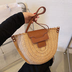 MARIE - Straw & Vegan Leather Tote Bag